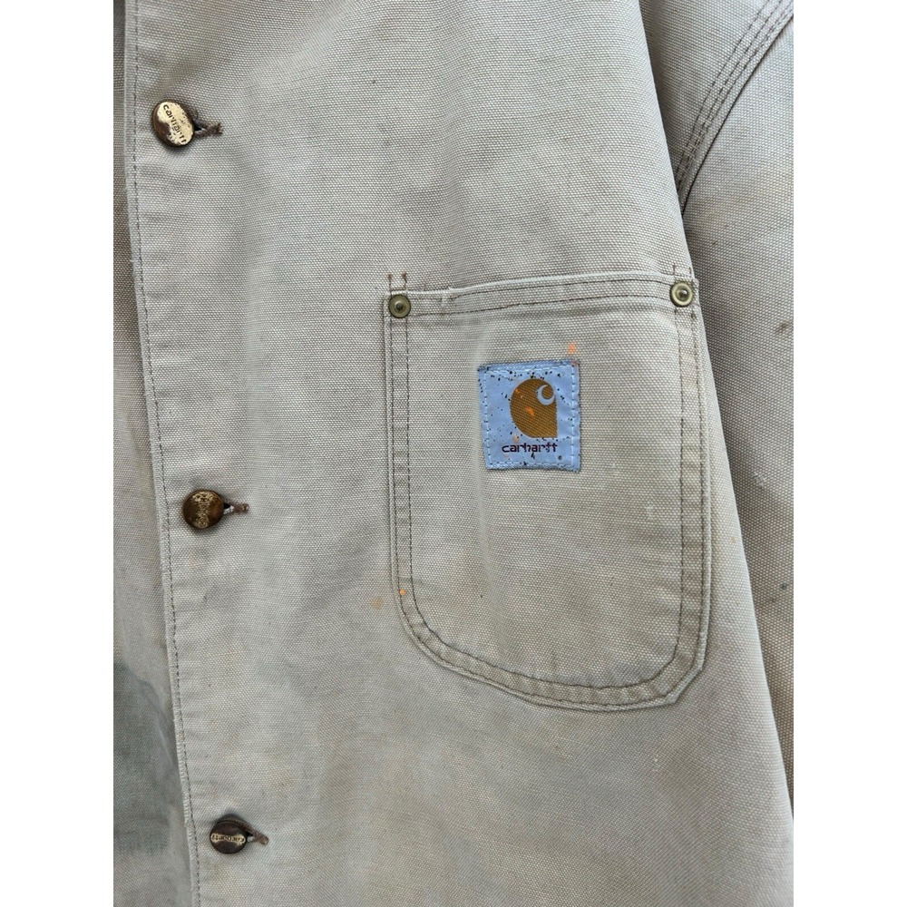 VTG CARHARTT Size XL? 80's USA Made Men's Blanket Lined Chore Coat Jacket FLAWS - Picture 3 of 8